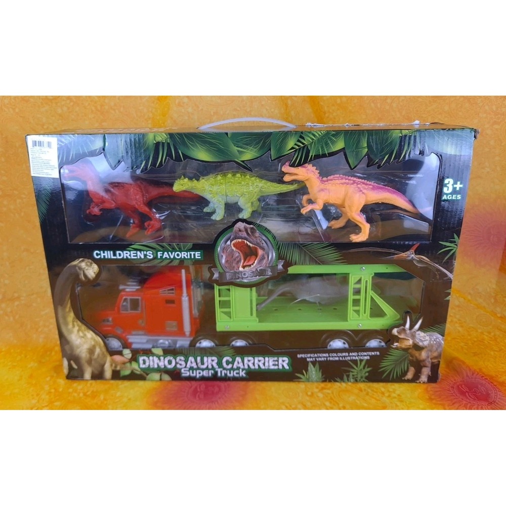 Dinosaur Carrier Super Semi Truck With 4 Dinosaurs Childrens Favorite 3+‎ New